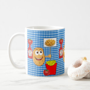 Kartoffel, Pommes, Ketchup Karomuster Tasse