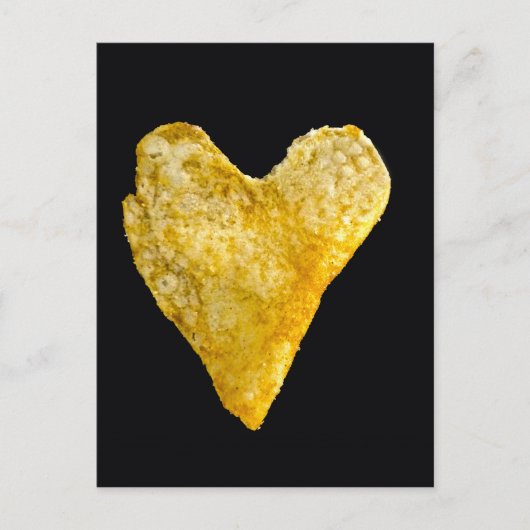 Kartoffelchips in Heart Shaped Postkarte (Vorderseite)