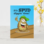 Kartoffelernte Jahreszeit, Spud Diggin' Time Karte (Gelbe Blume)