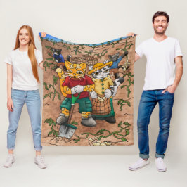 Kartoffelernte Katzen Fleecedecke