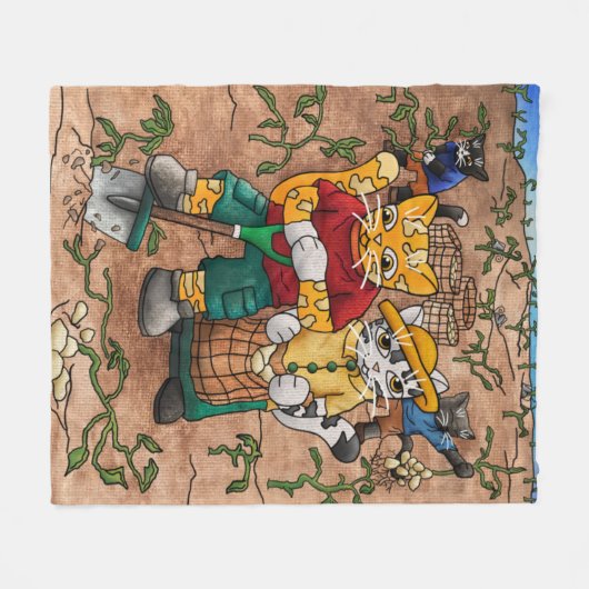 Kartoffelernte Katzen Fleecedecke (Vorderseite (Horizontal))