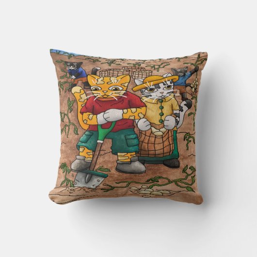 Kartoffelernte Katzen Kissen (Vorderseite)