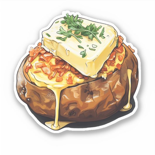 Kartoffeljacke mit Butter überzogen Aufkleber (Vorderseite)