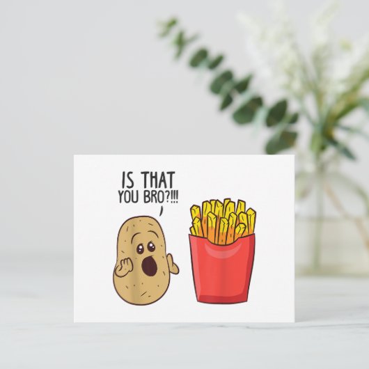 Kartoffeln Pommes frites ist, dass man sonnige Kar Postkarte (Stehend Vorderseite)