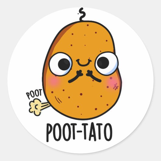 Kartoffelpüree Funny Farting Potato Pun Runder Aufkleber (Vorderseite)