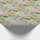 Kartoffelsalat in einem Glas auf Holz Geschenkpapier (Ecke)