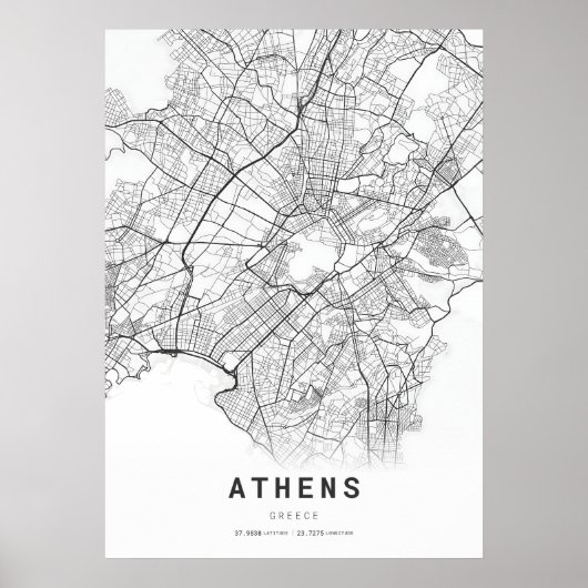 Kartografie Karte von Athen Poster (Vorne)