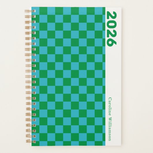 Karton Blue Green Retro Personalisiert 2025 Planer (Vorderseite)