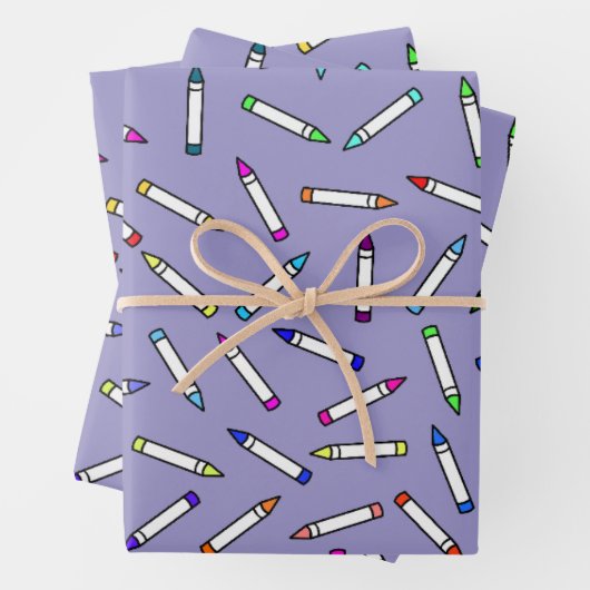 Karton-Crayon-Muster Helllila Geschenkpapier Set (Beispiel)