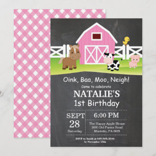 Karton Farm Birthday Invasion Barnyard Party Einladung