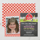 Karton Farm Geburtstag Einladung Barnyard Party (Vorne/Hinten)