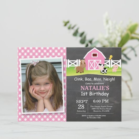 Karton Farm Geburtstag Einladung Barnyard Party (Stehend Vorderseite)
