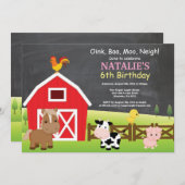 Karton Farm Geburtstag Einladung Barnyard Party (Vorne/Hinten)