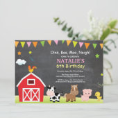 Karton Farm Geburtstag Einladung Barnyard Party (Stehend Vorderseite)
