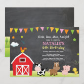 Karton Farm Geburtstag Einladung Barnyard Party (Vorne/Hinten)