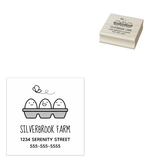 Karton "frische landwirtschaftliche Eier" Adresse Gummistempel (Stempel)