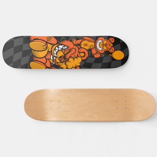 Karton für Skateboards, graue Teddies Orange Skateboard (Horizontal)