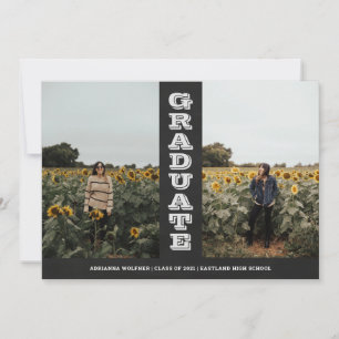 Karton Graduate Zwei Foto Typografie Vintag Einladung