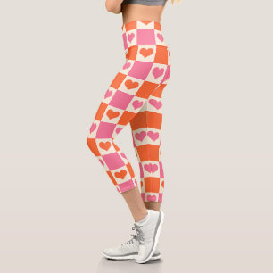 Karton-Herzen in Rosa, Orange und Creme Capri Leggings