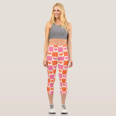 Karton-Herzen in Rosa, Orange und Creme Capri Leggings (Vorderseite)
