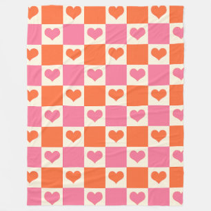 Karton-Herzen in Rosa, Orange und Creme Fleecedecke