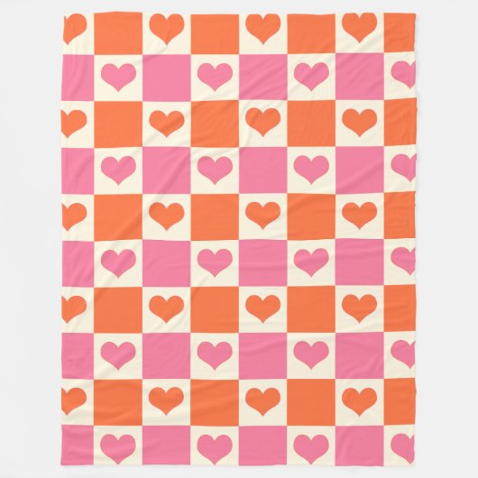 Karton-Herzen in Rosa, Orange und Creme Fleecedecke (Vorderseite)