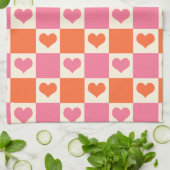 Karton-Herzen in Rosa, Orange und Creme Geschirrtuch (Gefaltet)