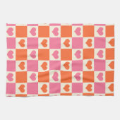 Karton-Herzen in Rosa, Orange und Creme Geschirrtuch (Horizontal)