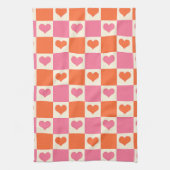 Karton-Herzen in Rosa, Orange und Creme Geschirrtuch (Vertikal)