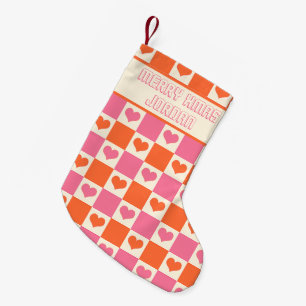 Karton-Herzen in Rosa, Orange und Creme Kleiner Weihnachtsstrumpf