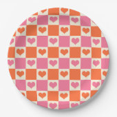 Karton-Herzen in Rosa, Orange und Creme Pappteller (Vorderseite)