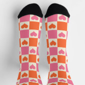 Karton-Herzen in Rosa, Orange und Creme Socken (Oben)