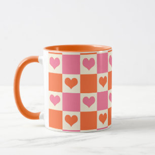 Karton-Herzen in Rosa, Orange und Creme Tasse