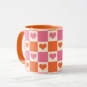 Karton-Herzen in Rosa, Orange und Creme Tasse (Vorderseite Links)