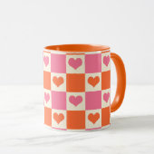 Karton-Herzen in Rosa, Orange und Creme Tasse (VorderseiteRechts)