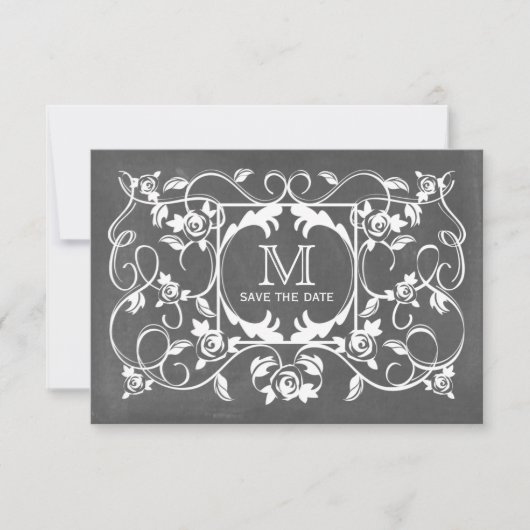 Karton Inspiriert Rose Save the Date Monogramm (Vorderseite)
