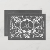 Karton Inspiriert Rose Save the Date Monogramm (Vorne/Hinten)