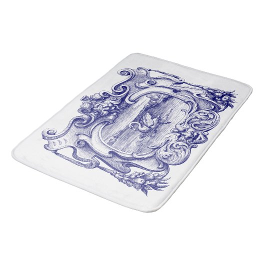 Karton mit Swan, blau und weiß Badematte (Schrägansicht)