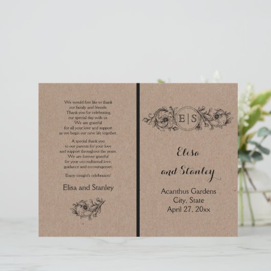 Karton mit Vintagem Blumenrahmen mit Initialen (Stehend Vorderseite)