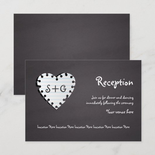 Karton, Mono-Hochzeitsempfang Einladung (Vorne/Hinten)