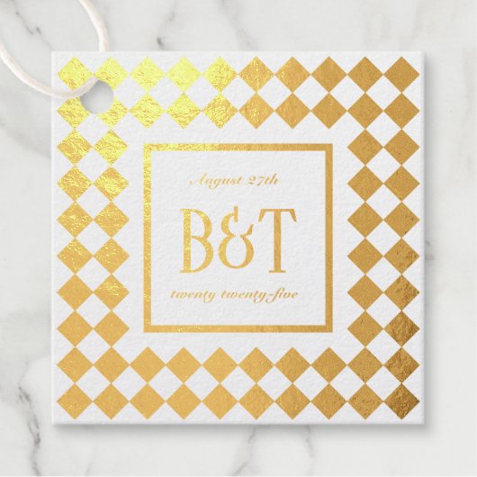 Karton-Monogramm mit Hochzeitdatum Geschenkanhänger (Vorderseite)