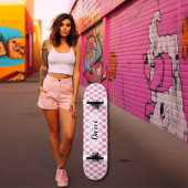 Karton Rosa Girly Retro Checkname Skateboard