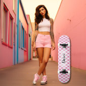 Karton Rosa Girly Retro Checkname Skateboard