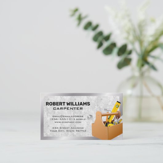 Karton | Silver Metallic Border Visitenkarte (Stehend Vorderseite)