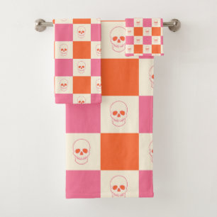 Karton-Skulpturen in Rosa, Orange und Creme Badhandtuch Set