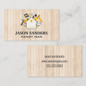 Karton-Tools und Zuhause-Symbol | Holzlats Visitenkarte (Vorne/Hinten)