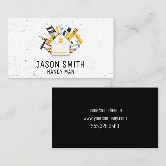 Karton-Tools und Zuhause-Symbol Visitenkarte (Vorne/Hinten)