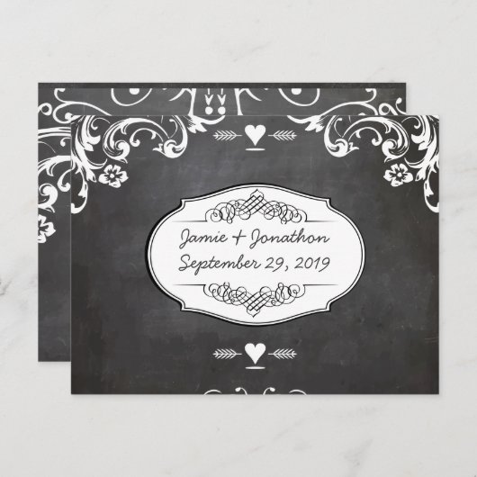 Karton-Typografie-Hochzeiten Ankündigungspostkarte (Vorne/Hinten)