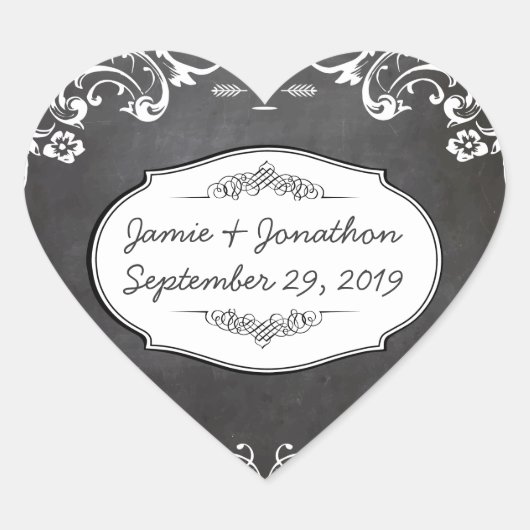 Karton-Typografie-Hochzeiten Herz-Aufkleber (Vorderseite)