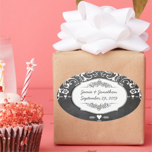 Karton-Typografie-Hochzeiten Ovaler Aufkleber (Party)